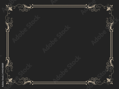 Vector floral and geometric monogram frame on dark gray background. Monogram design element. Vintage styled initial decoration.