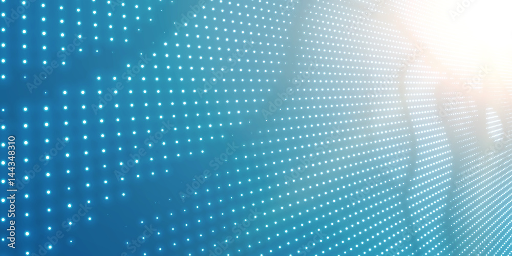 Obraz premium Abstract vector light blue background with shining neon lights. Neon sign with abstract image in perspective. Glowing partxicles. Elegant modern background for business presentations.