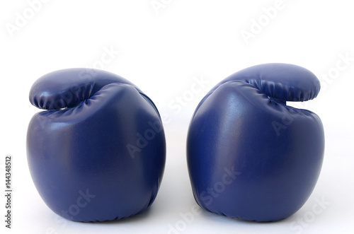 Blue Gloves boxing draw on white background