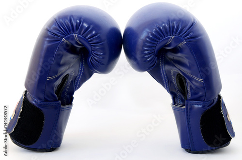 Blue Gloves boxing draw on white background