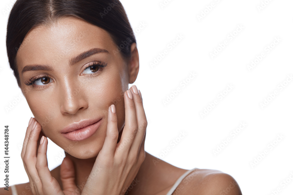 Skin Care. Sexy Woman With Pure Facial Skin And Face Makeup