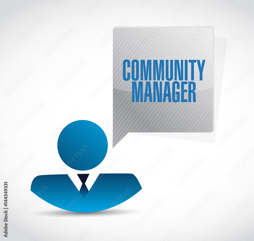 Community Manager businessman sign concept Community Manager businessman sign concept