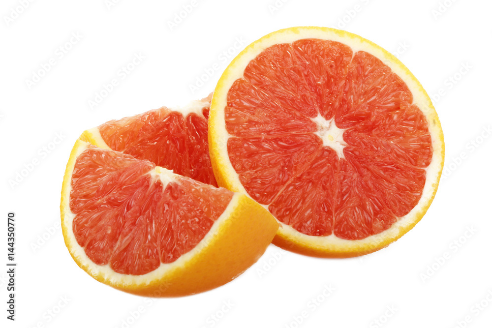 red orange fruit slices isolated on white background red orange fruit slices isolated on white background