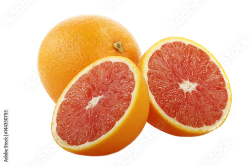 red orange fruit slices isolated on white background
