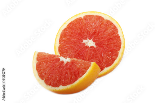 red orange fruit slices isolated on white background