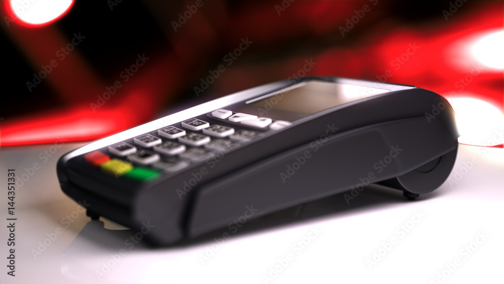 Credit Card Reader with card passed. 3d illustration Credit Card Reader with card passed. 3d illustration