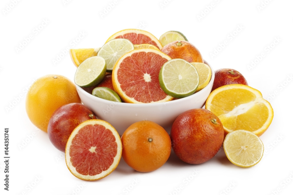 citrus isolated in plate on white background citrus isolated in plate on white background