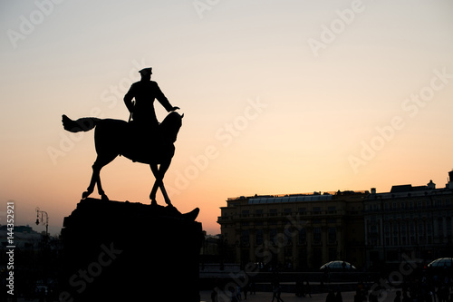 Moscow, Russia : silhouette Maarshall Zhukov's Monument © Panot