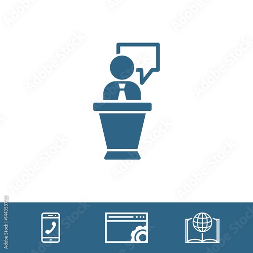 lectern with microphone icon stock vector illustration flat design