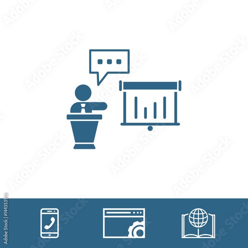 lectern with microphone icon stock vector illustration flat design