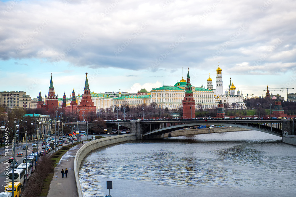 Apr 17, 2015 - Moscow, Russia : Kremlin Palace with dramatic clouds