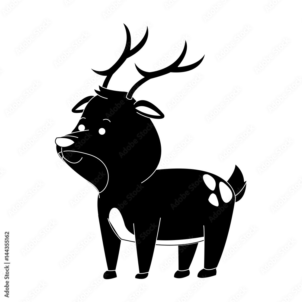 Fototapeta premium deer cute animal cartoon icon image vector illustration design black and white