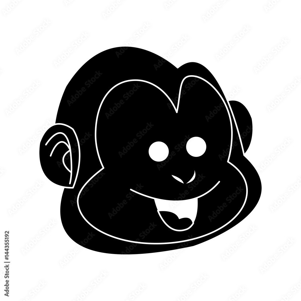 happy smiling monkey cartoon icon image vector illustration design  black and white