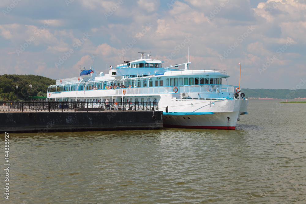 Mooring and passenger motor ship. Bulgar, Russia Mooring and passenger motor ship. Bulgar, Russia