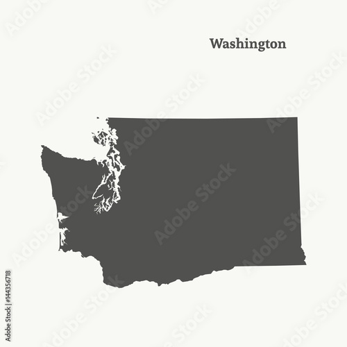 Outline map of Washington.vector illustration.