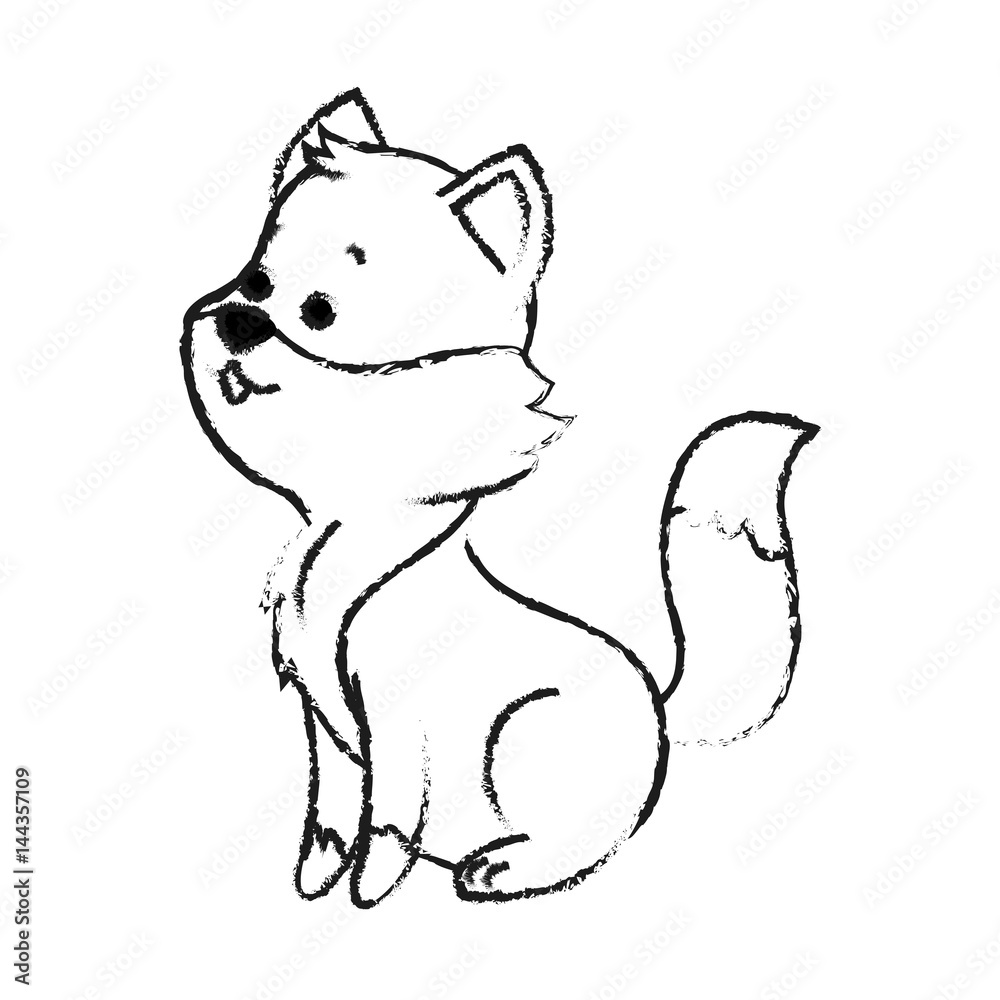 Fototapeta premium fox cute animal cartoon icon image vector illustration design black sketch line