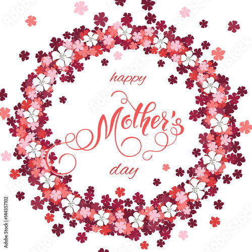 Mothers Day greeting card. Blossom tree background, spring holidays. Vector Illustration EPS10 © poplers