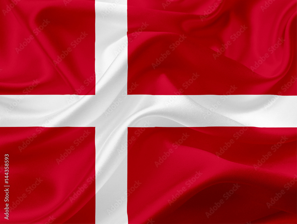 Waving flag of Denmark with fabric texture Waving flag of Denmark with fabric texture