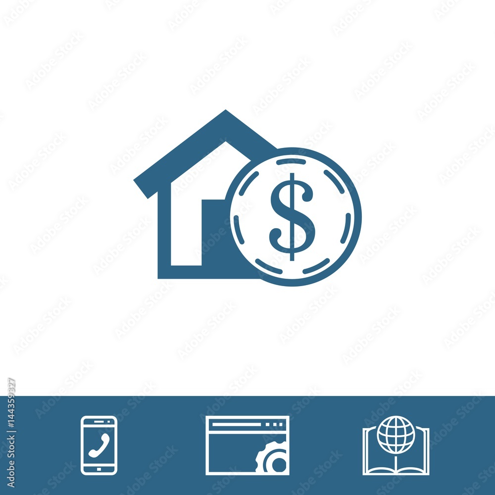 money home dollar icon stock vector illustration flat design money home dollar icon stock vector illustration flat design