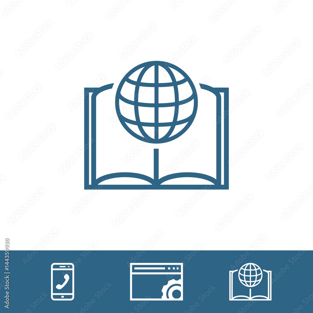 open book and globe icon stock vector illustration flat design open book and globe icon stock vector illustration flat design