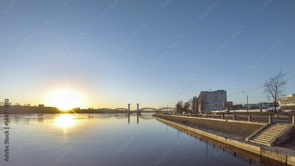 bridge river Saint Petersburg timelapse sunset bridge river Saint Petersburg timelapse sunset