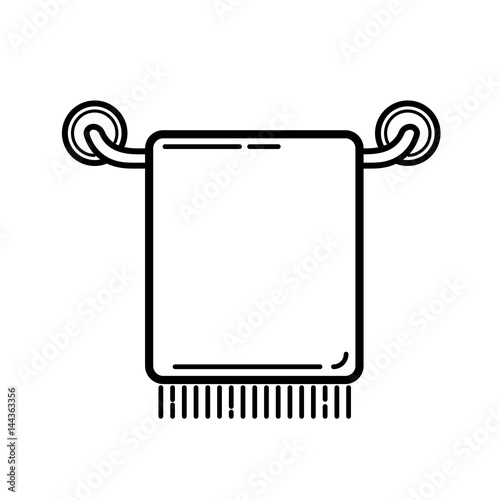 Abstract black towel icon on a holder on a white background. Sign of hygiene and cleanliness. Vector illustration