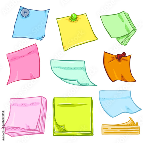 Vector Set of Cartoon Blank Color Office Stickers