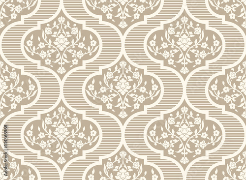 Vector damask seamless pattern background. Classical luxury old fashioned damask ornament, royal victorian seamless texture for wallpapers, textile, wrapping. Exquisite floral baroque template.