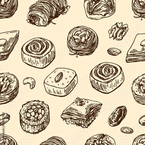 Oriental sweets illustration.