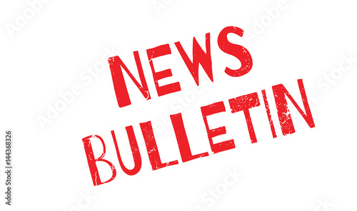 News Bulletin rubber stamp. Grunge design with dust scratches. Effects can be easily removed for a clean, crisp look. Color is easily changed.