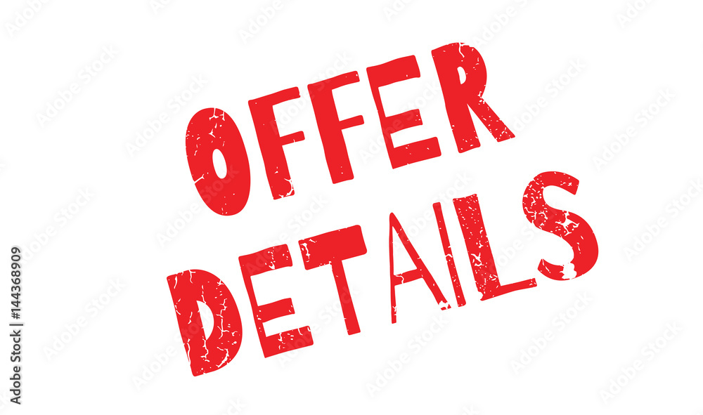 Offer Details rubber stamp. Grunge design with dust scratches. Effects can be easily removed for a clean, crisp look. Color is easily changed. Offer Details rubber stamp. Grunge design with dust scratches. Effects can be easily removed for a clean, crisp look. Color is easily changed.
