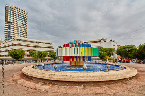 The famous Dizengoff fountain in Tel Aviv photo