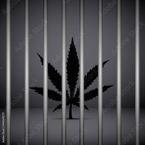 cannabis blatt hinter gittern