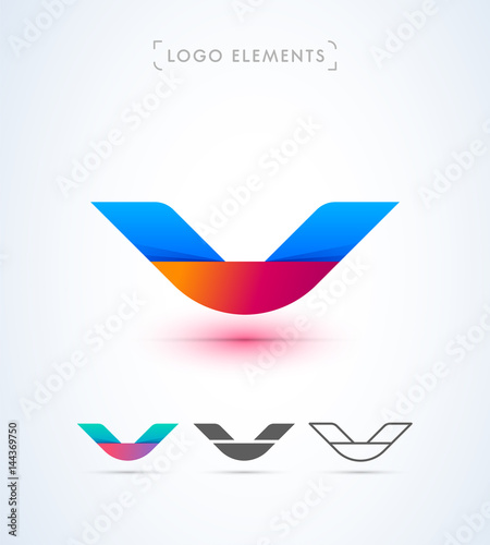 Free Download Vector abstract letter V logo template in origami paper style. Application icon - GFXLoad