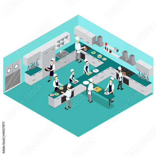 Isometric Restaurant Cooking Concept