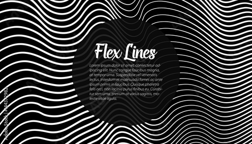 Vector warped lines background. Flexible stripes twisted as silk forming volumetric folds. Grayscale stripes with variable width. Modern abstract creative backdrop.