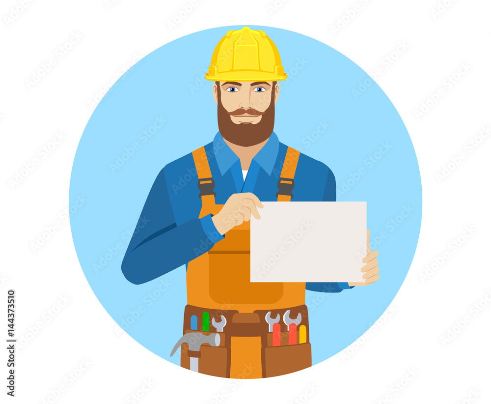 Worker showing a a paper