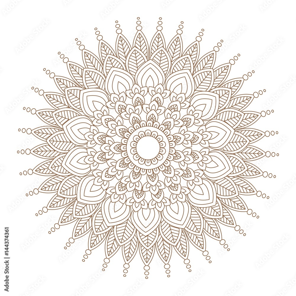 Flower Mandala vector illustration. Oriental pattern, vintage decorative elements. Round floral ornament pattern. Design element in Indian Mehndi style. Vector illustration
