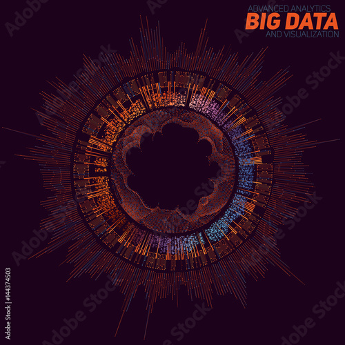 Big data visualization. Futuristic infographic. Information aesthetic design. Visual data complexity. Complex data threads graphic visualization. Social network representation. Abstract data graph.