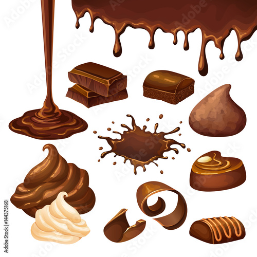 Cartoon Chocolate Elements Set