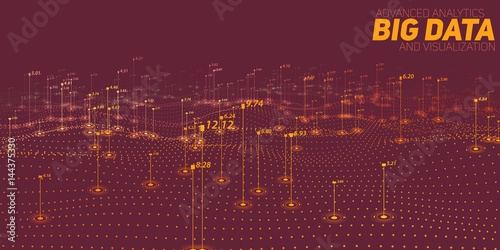 Big data brown plot visualization. Futuristic infographic. Information aesthetic design. Visual data complexity. Complex data threads graphic visualization. Social network. Abstract data graph.