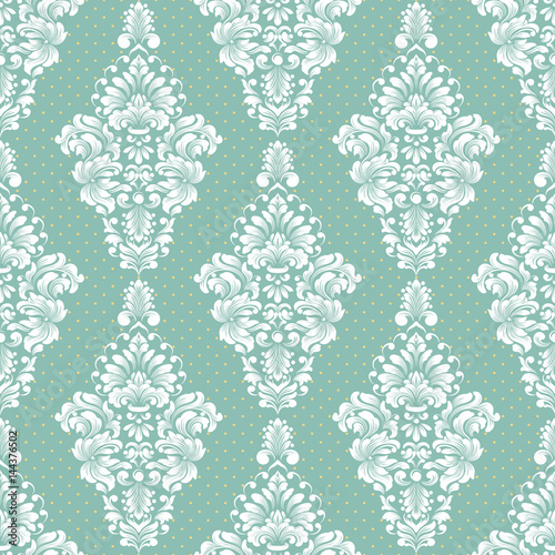 Vector damask seamless pattern background. Classical luxury old fashioned damask ornament, royal victorian seamless texture for wallpapers, textile, wrapping. Exquisite floral baroque template.