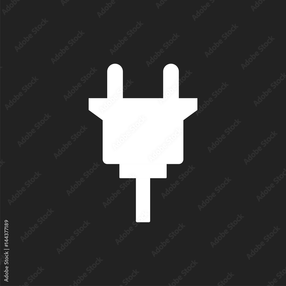 Electric plug icon. Power plug flat vector illustration on black background. Electric plug icon. Power plug flat vector illustration on black background.