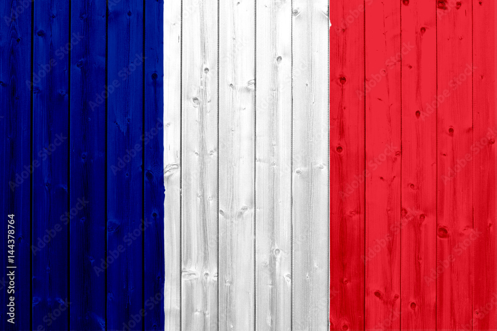 Flag of France with wood texture