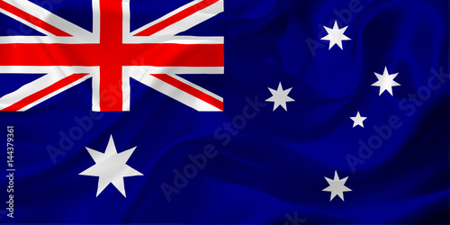 Waving flag of Australia with fabric texture © Onur