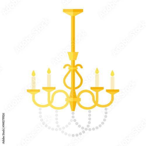Flat old-fashioned chandelier, Vector editable clip-art