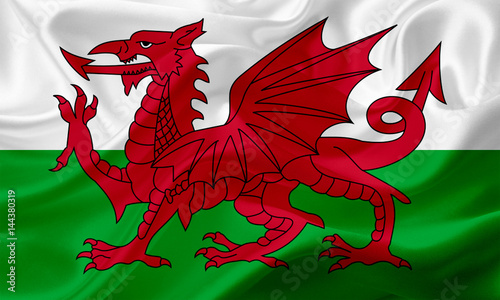 Waving flag of Wales with fabric texture