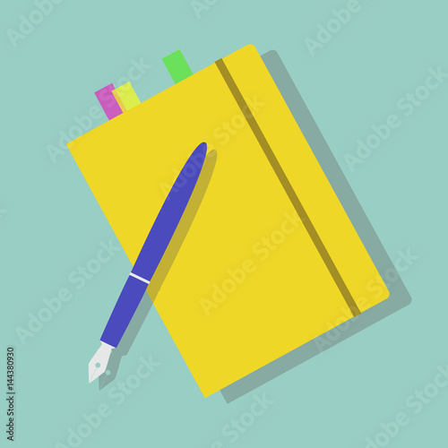 Back to school stationery notebook and fountain pen