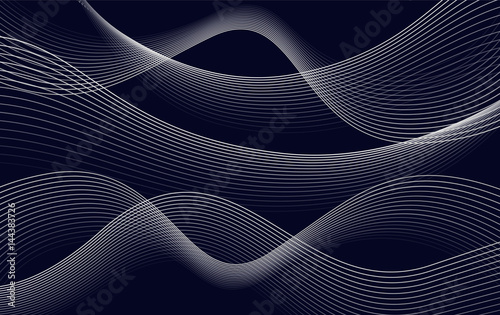 Isolates abstract dark blue color wavy lines background, curves backdrop vector illustration