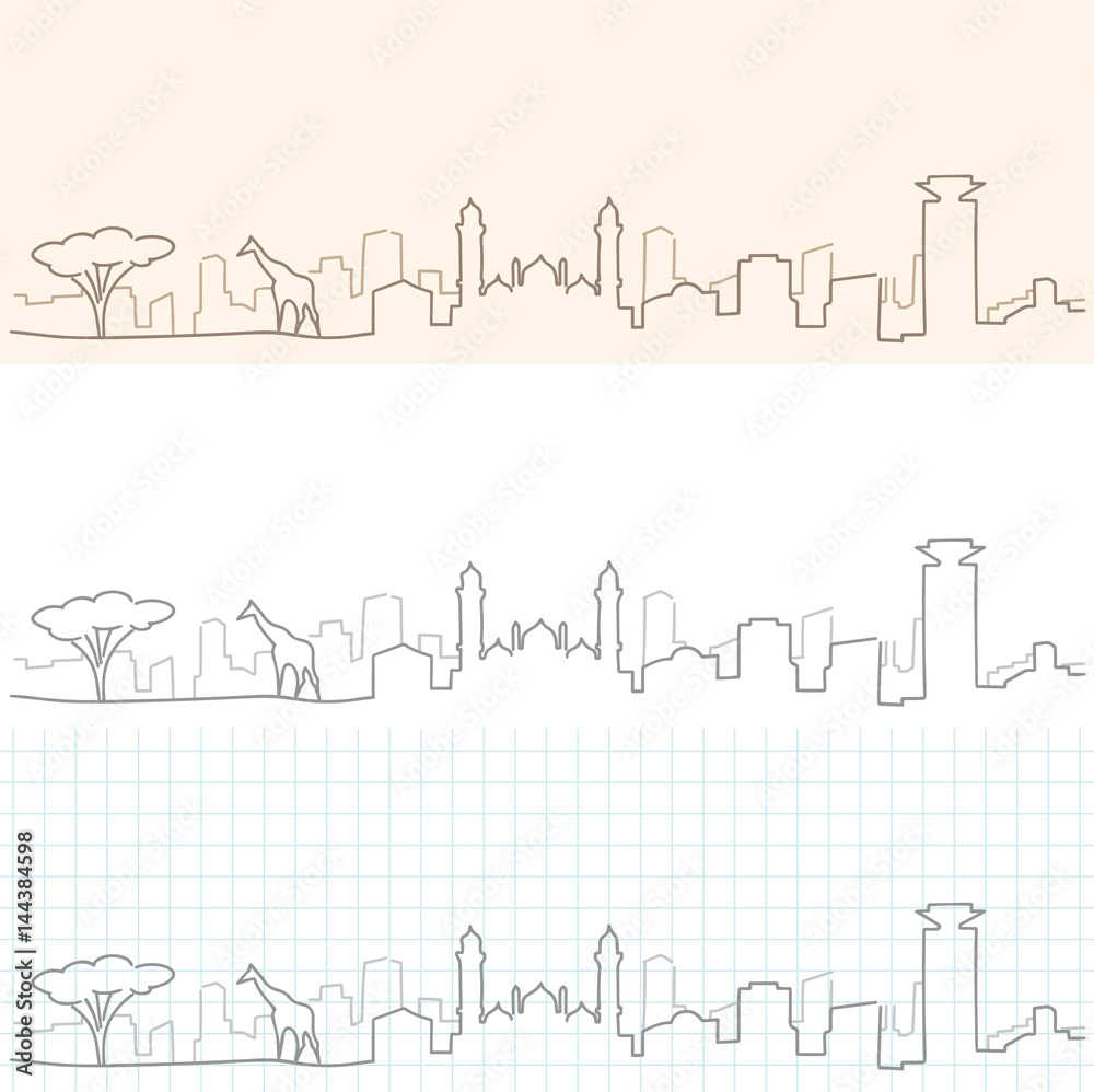 Fototapeta premium Nairobi ręcznie rysowane Skyline